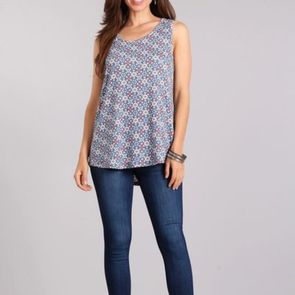 Scoop Neck Hi Lo Hem Soft Ribbed Tank Made in USA
